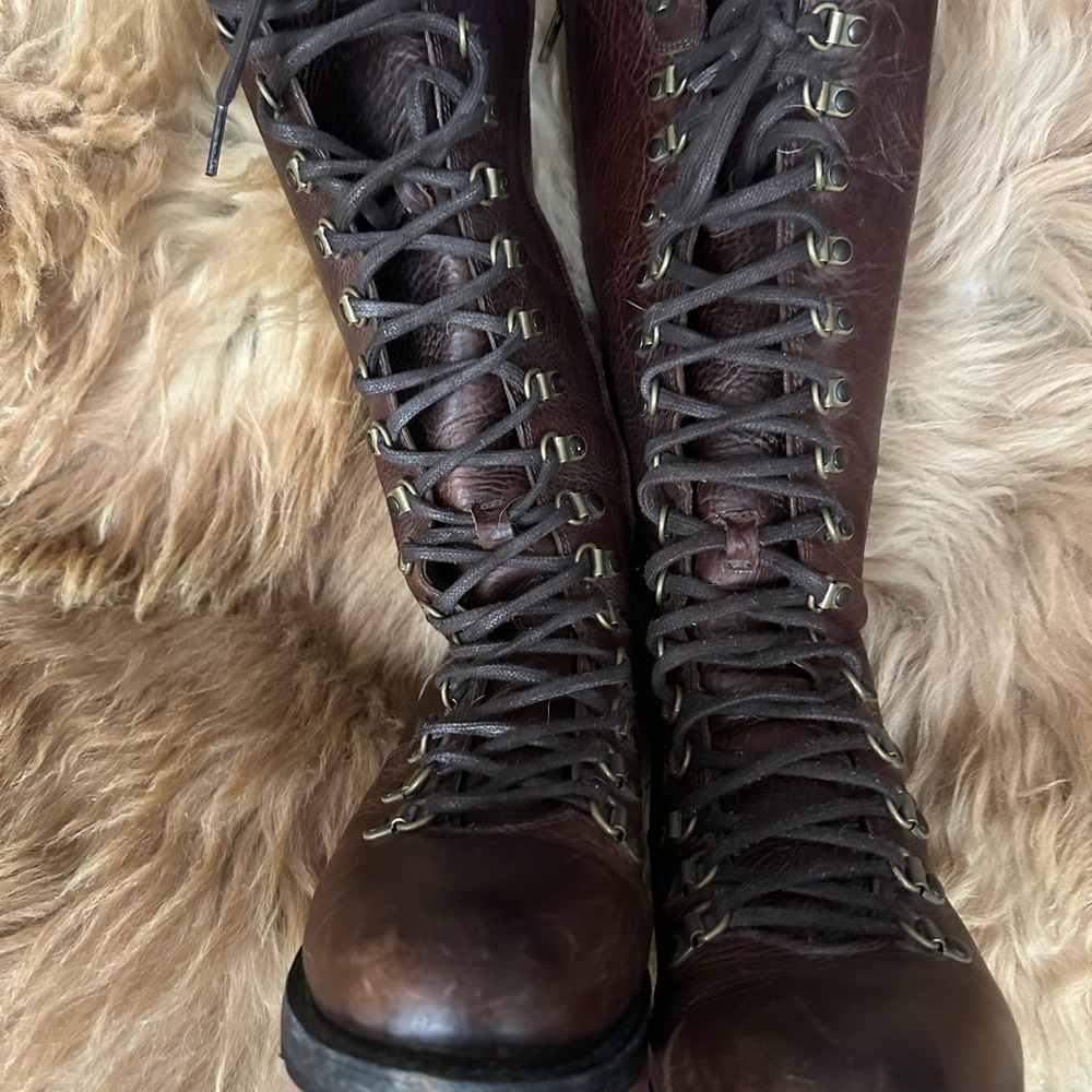 Frye Rogan Brown Lace-Up Knee-High Boots 9 Rare - Picture 15 of 15